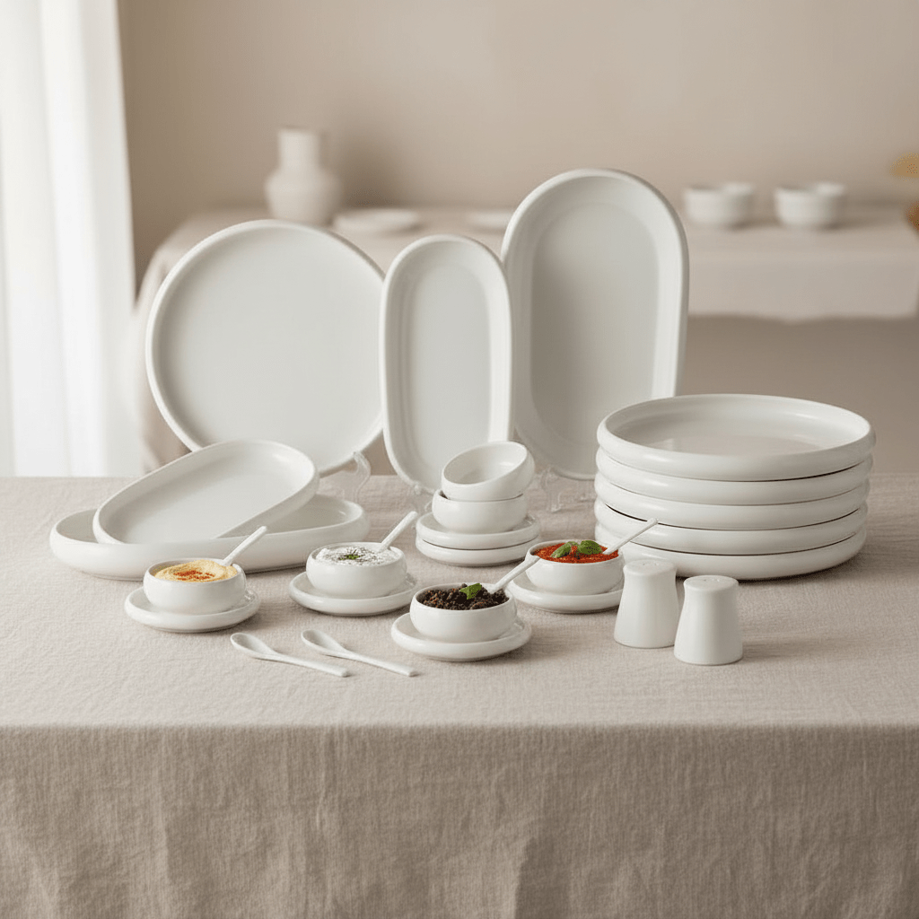 Almina - Belicia Morgenmadssæt - 30 dele | Porcelæn | Råhvid - Løven Home