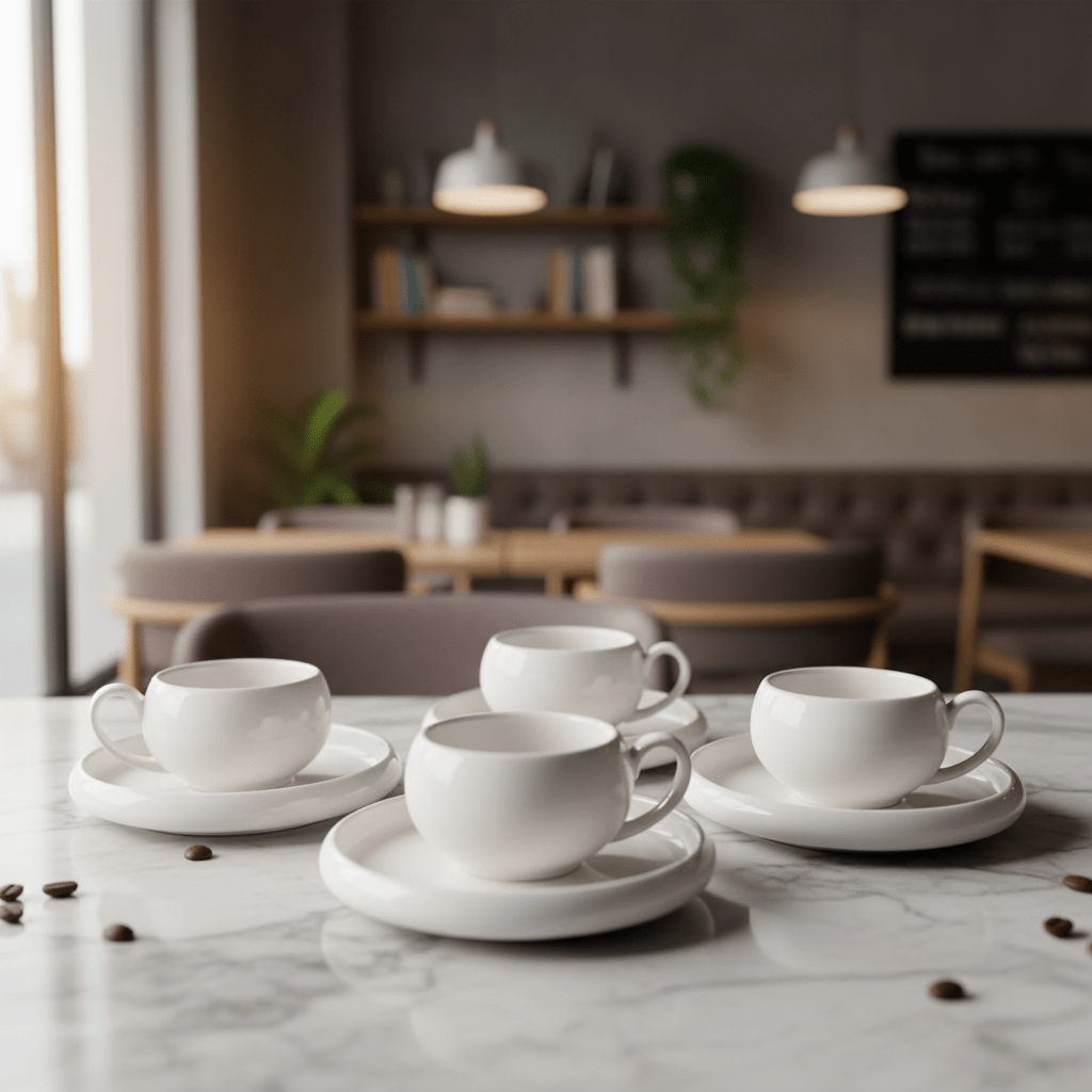 Almina Belicia Porcelæn Espresso Kaffekopper Sæt - 12 Dele - 6 Pers. - 120 ml - Løven Home
