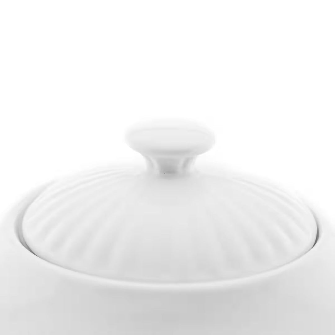 Almina - Borneo tepotte med fyrfadsvarmer - 1 liter | Porcelæn | Råhvid - Løven Home