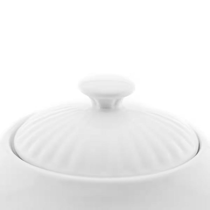 Almina - Borneo tepotte med fyrfadsvarmer - 1 liter | Porcelæn | Råhvid - Løven Home