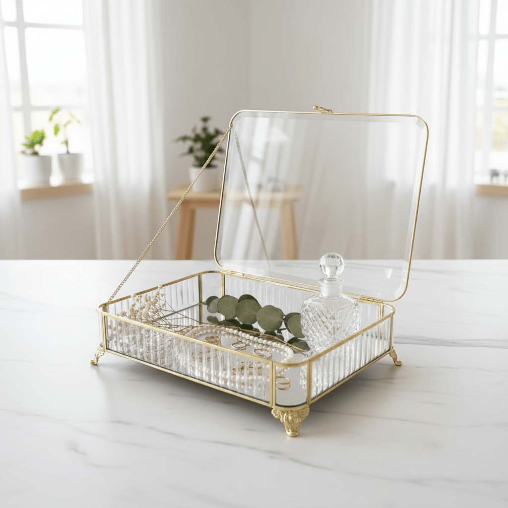 Almina Elegance - Smykkebakke med guldfarvet kant – 35 × 25 cm - Løven Home