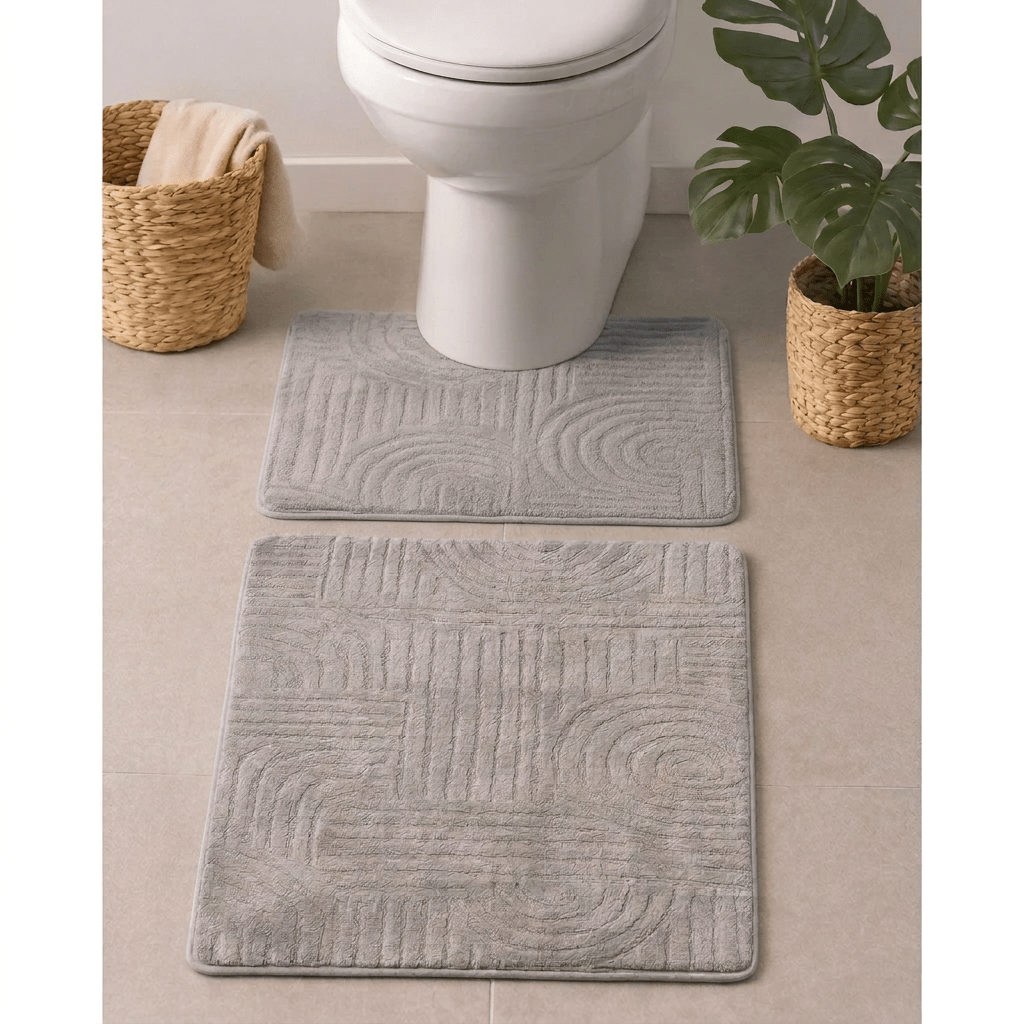 Almina Elegance - Toilet &amp; Bademåttesæt - 2 dele | Grå - Løven Home