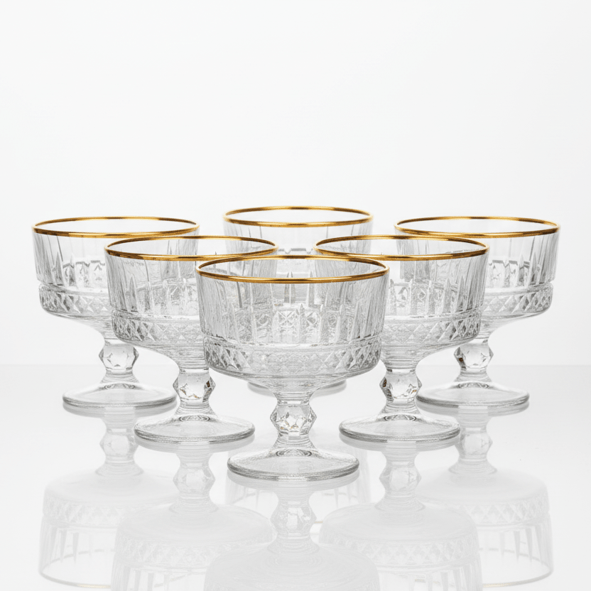 Almina Elisa Golden Dessertskål På Fod 6 stk. - 240 ml - Løven Home