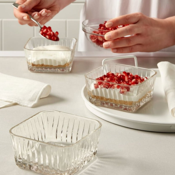 Almina Eternal Kvadratisk Glasskålesæt 6 stk. 260 ML - Løven Home