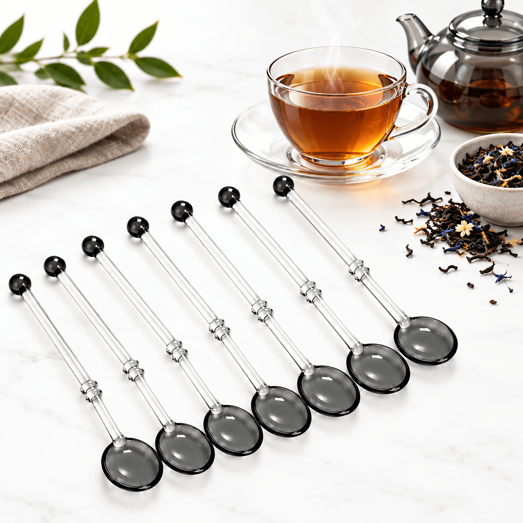 Almina - Glas Teskeer - 6 stk. | Borosilikatglas | Antracit - Løven Home