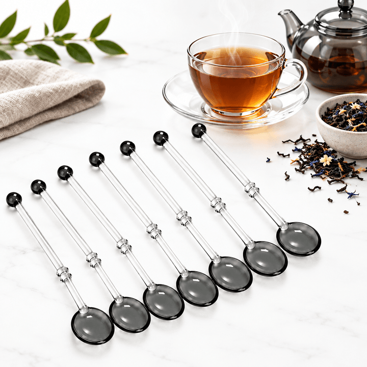 Almina - Glas Teskeer - 6 stk. | Borosilikatglas | Antracit - Løven Home