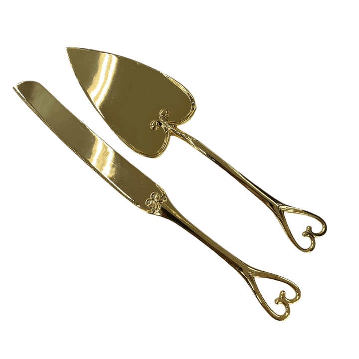 Almina Kagekniv og - Spadesæt Guld m/Hjerte motiv - Løven Home