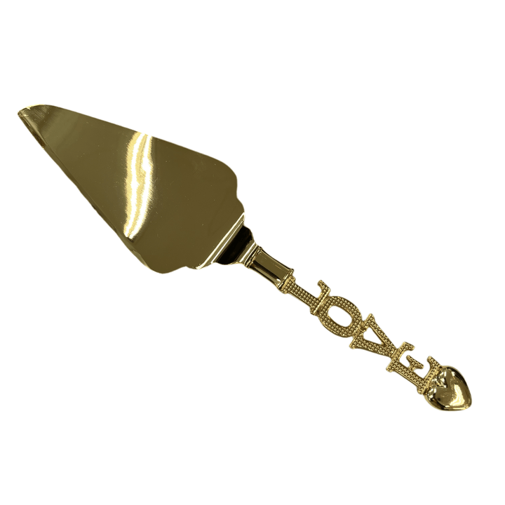 Almina Kagekniv og - Spadesæt Guld m/"Love" - motiv - Løven Home