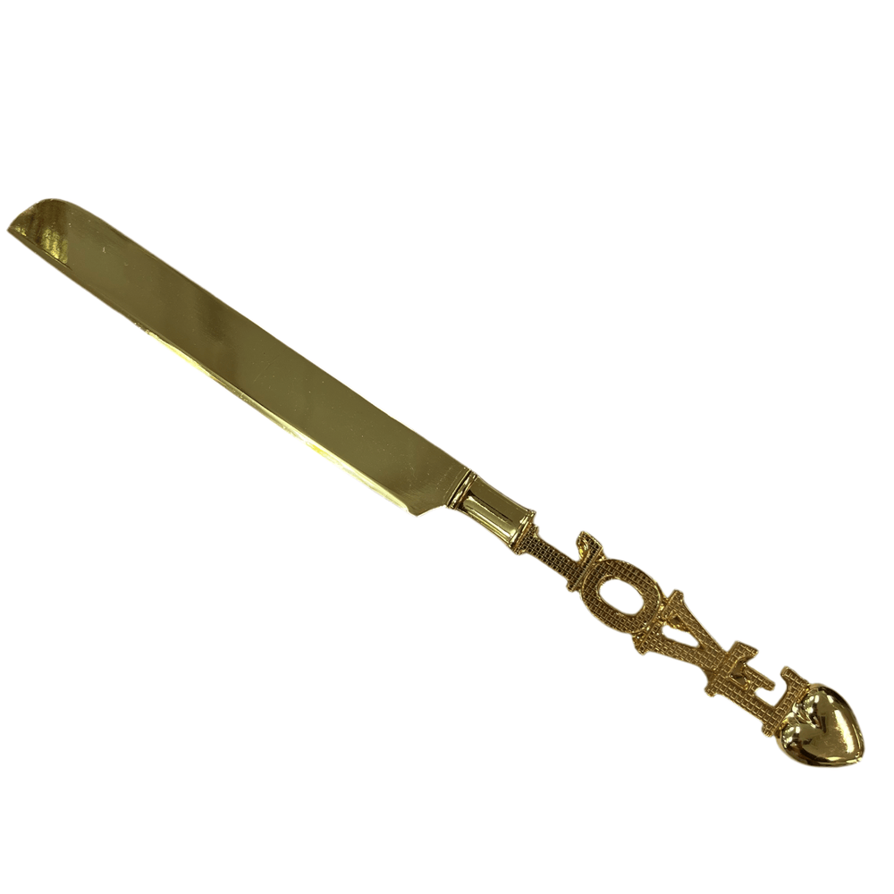 Almina Kagekniv og - Spadesæt Guld m/"Love" - motiv - Løven Home