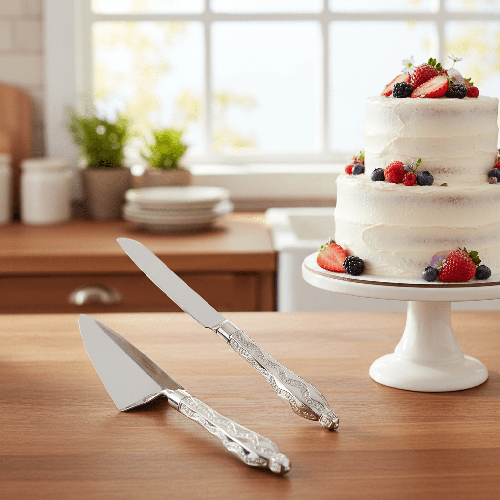 Almina Kagekniv og - Spadesæt Sølv - Løven Home