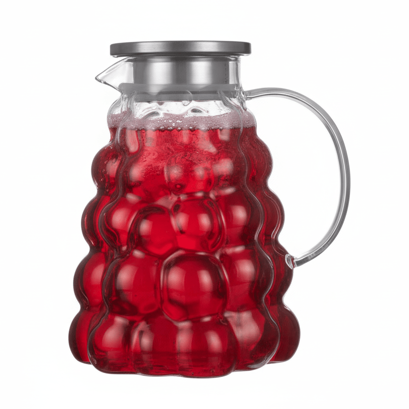 Almina Kira Glaskaraffel m/Låg 1800 ml - Vindruedesign - Løven Home