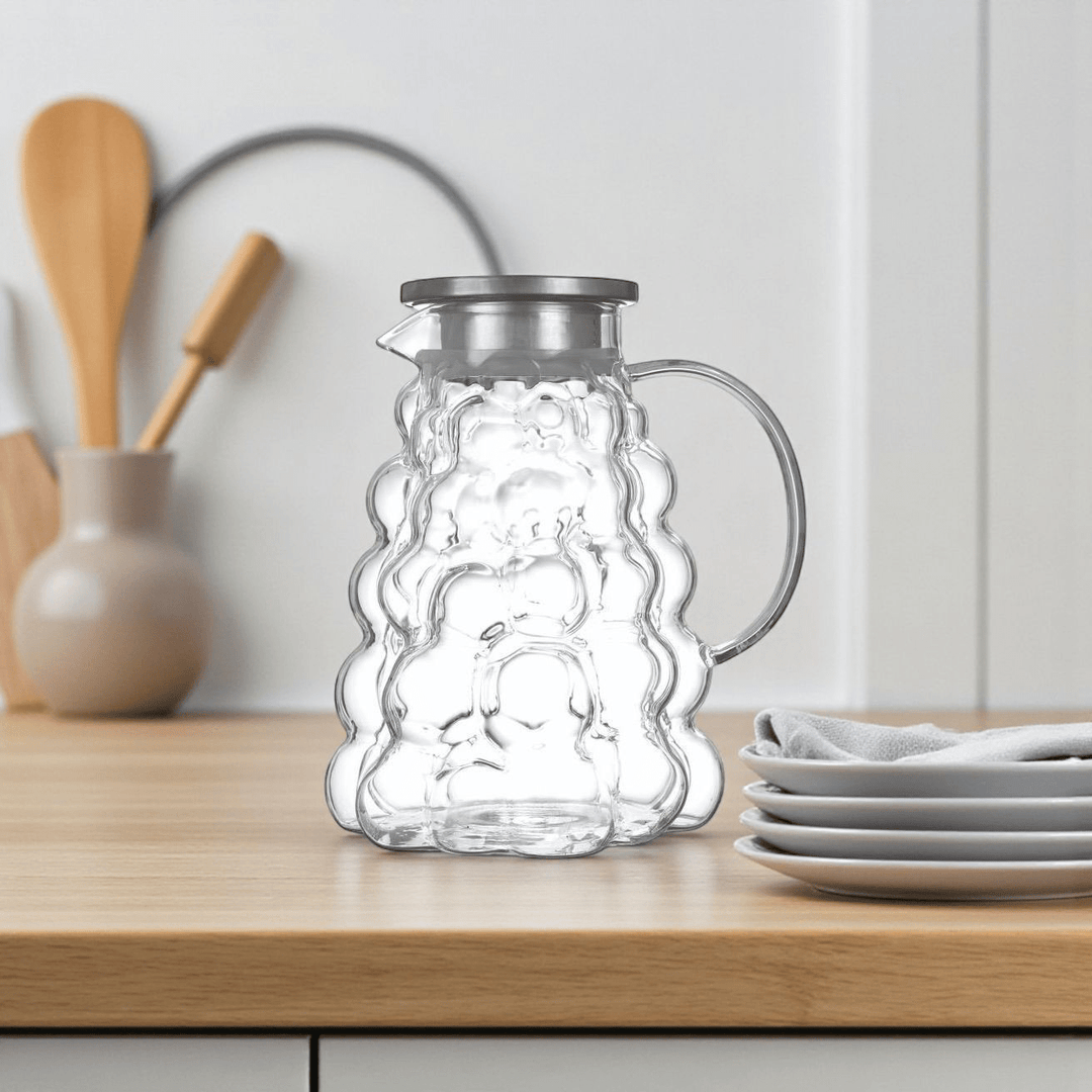 Almina Kira Glaskaraffel m/Låg 1800 ml - Vindruedesign - Løven Home