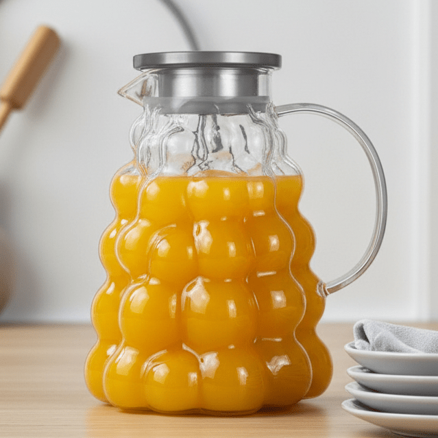 Almina Kira Glaskaraffel m/Låg 1800 ml - Vindruedesign - Løven Home