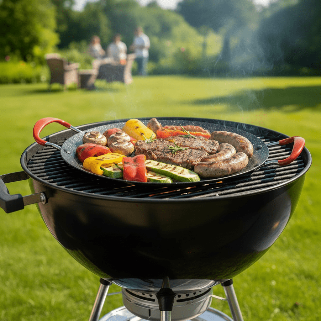 Almina Koreansk Non - Stick BBQ Grillpande 38 cm - Sort/Hvid - Løven Home