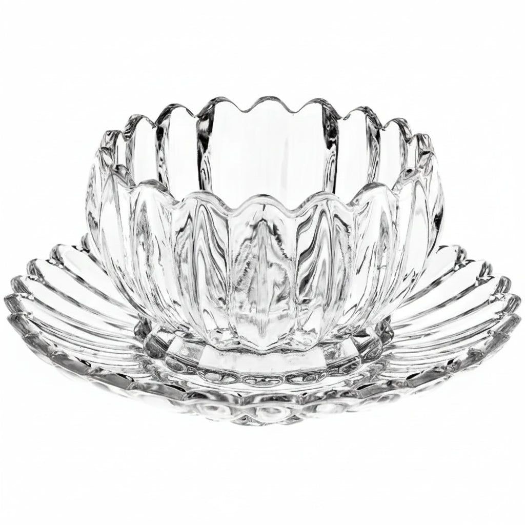 Almina La Fiore Dessertskål m/Underkop - Lotus Design - 12 Dele - 300 ml - Løven Home