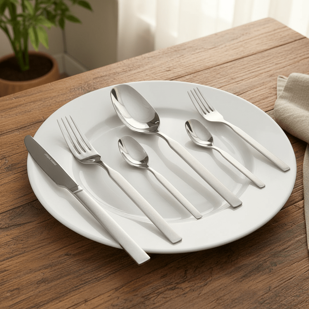 Almina - Lilly Bestiksæt - Rustfrit stål | 36 dele | 6 personer | Blank/mat sølvfinish - Løven Home