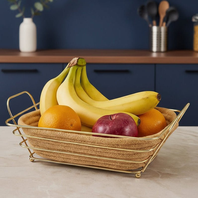 Almina Metalkurv Rektangulær 26x19x7 cm - Guld - Løven Home