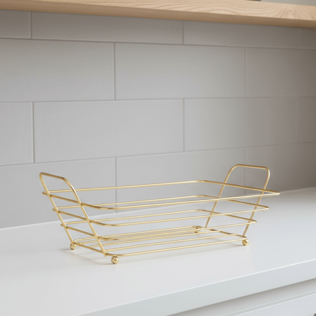 Almina Metalkurv Rektangulær 26x19x7 cm - Guld - Løven Home