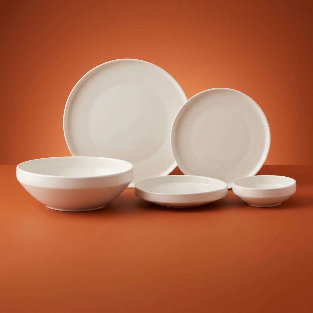 Almina Mondo - Porcelæn Spisestel - 6 personer | 25 dele | Råhvid - Løven Home