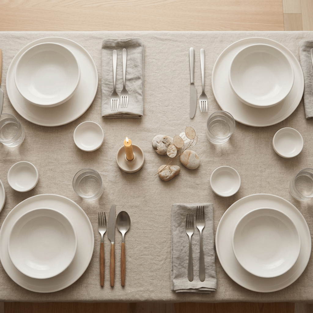 Almina Mondo - Porcelæn Spisestel - 6 personer | 25 dele | Råhvid - Løven Home