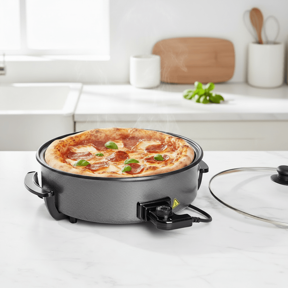 Almina - Multifunktionel Elektrisk Pizzaovn/pizzapande - Ø42 x 13 cm | 1500W - Løven Home