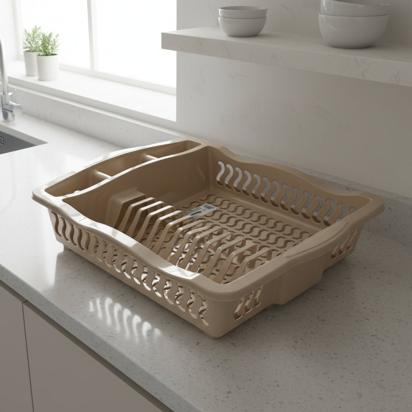Almina - Opvaskestativ m/opvaskebakke - Grå eller beige | Plast - Løven Home
