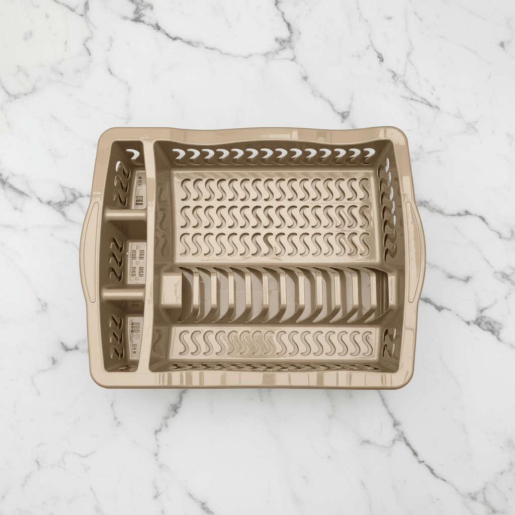 Almina - Opvaskestativ m/opvaskebakke - Grå eller beige | Plast - Løven Home