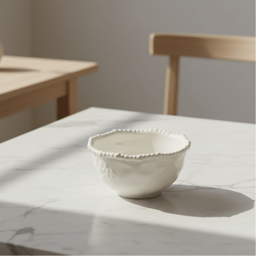 Almina Pearly porcelæn skålesæt 6 stk. (11 cm) - Råhvid - Løven Home
