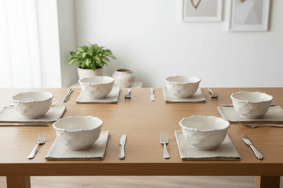 Almina Pearly porcelæn skålesæt 6 stk. (11 cm) - Råhvid - Løven Home