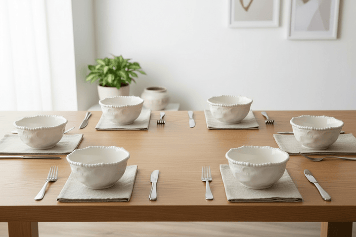 Almina Pearly porcelæn skålesæt 6 stk. (11 cm) - Råhvid - Løven Home