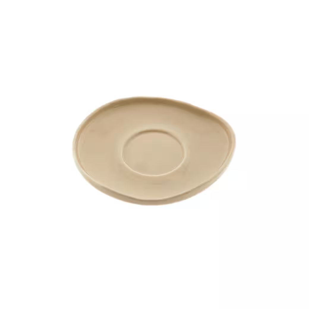 Almina porcelæn underkopper 6 stk - Wave Biscuit - Beige - Løven Home