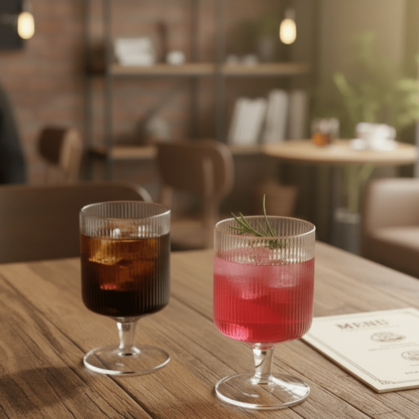 Almina Ribbet Cocktailglas På Fod - 240 ml - 6 stk. - Løven Home