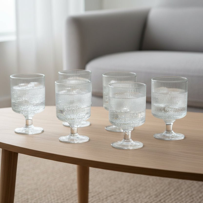 Almina Ribbet Cocktailglas På Fod - 240 ml - 6 stk. - Løven Home