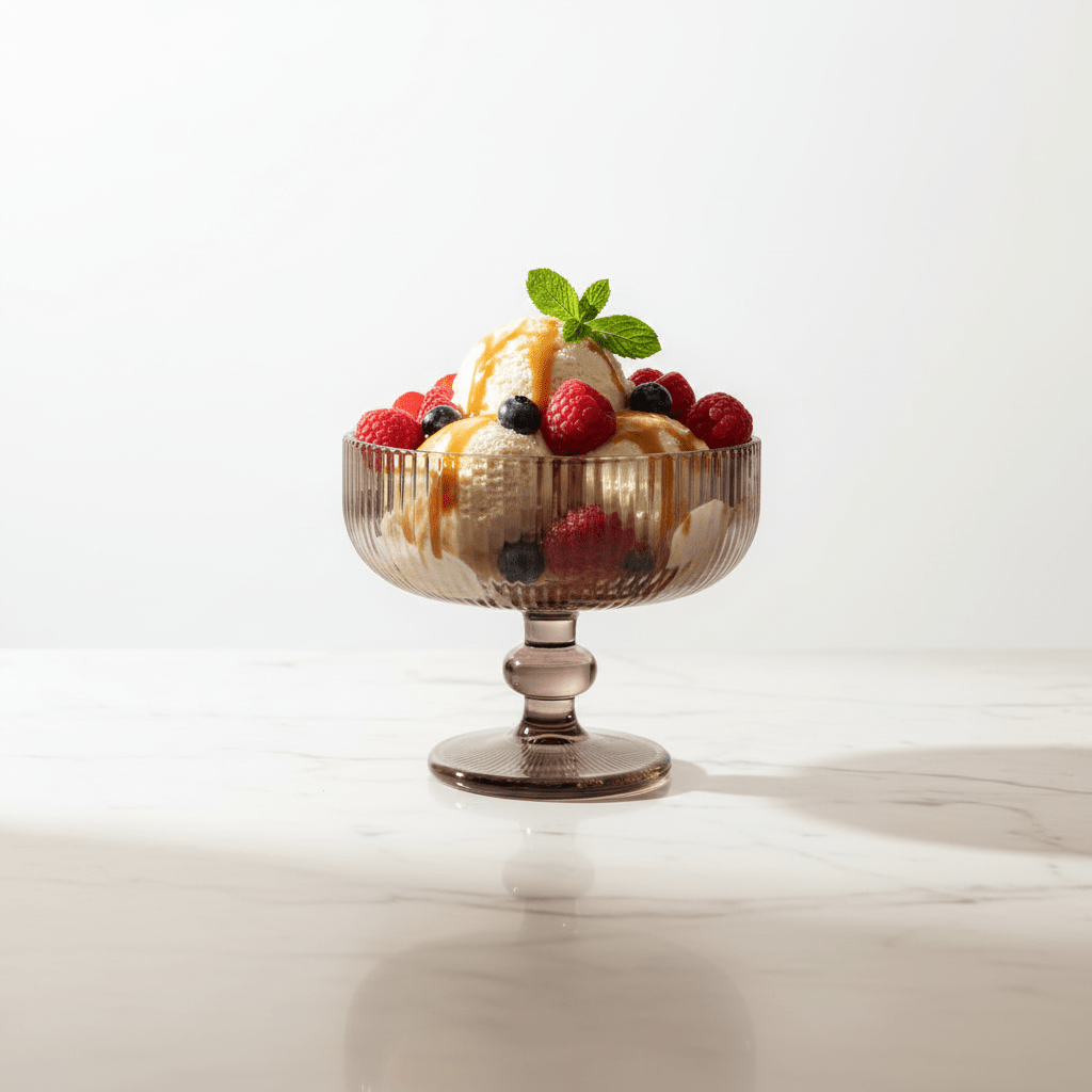 Almina - Rillet dessertglas på fod - 6 stk. | Antracit - Løven Home