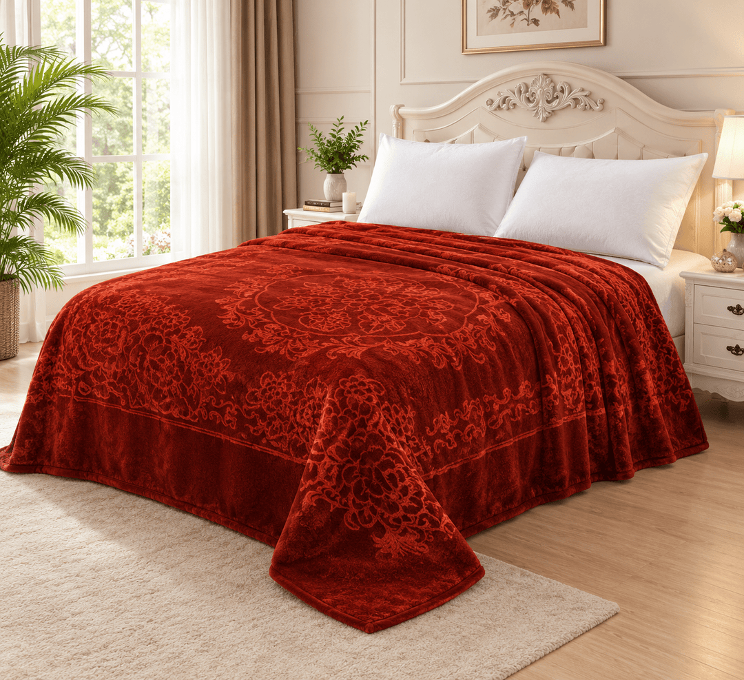 Almina – Sengetæppe Elegant Blomstermønster - 160 × 220 cm - Løven Home
