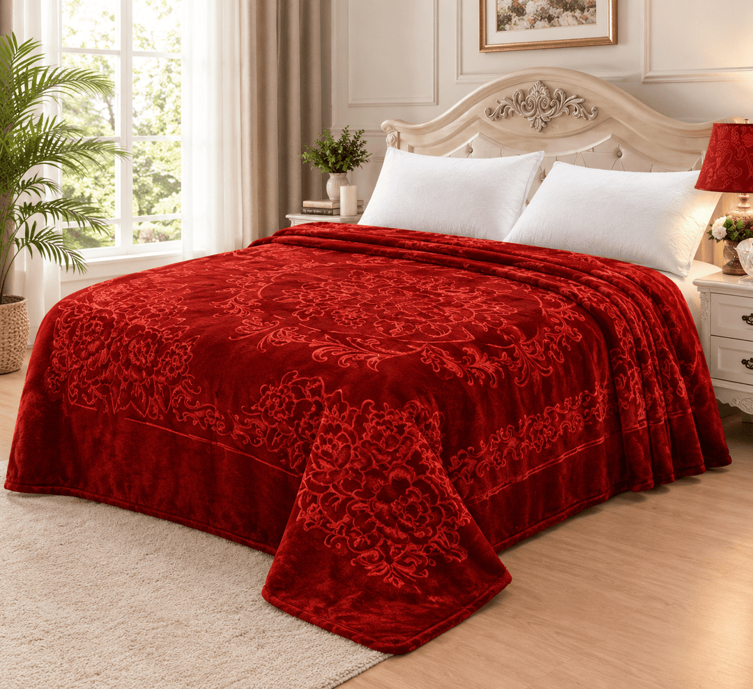 Almina – Sengetæppe Elegant Blomstermønster - 160 × 220 cm - Løven Home