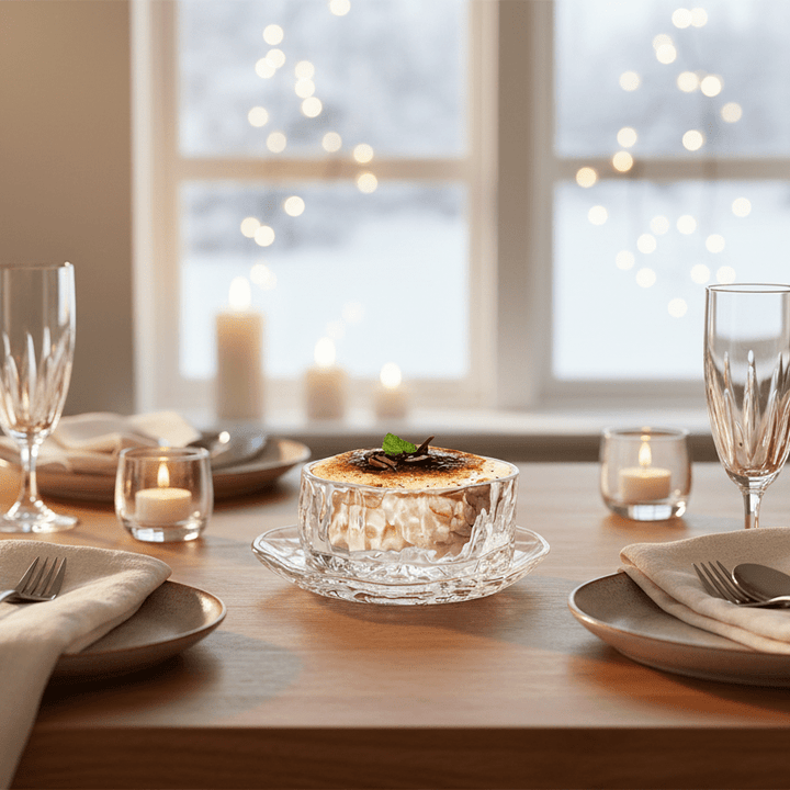 Almina Snow Buccia Dessertskål m/Underkop - Facetsleben Design - 12 Dele - 300 ml - Løven Home