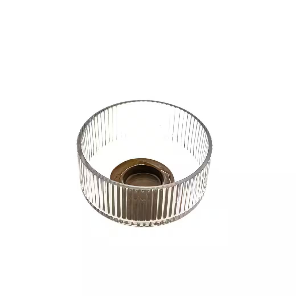 Almina - Terra Bowl Medio glasskål på træfod - Ø14 cm | Glas/akacietræ | Klar/brun - Løven Home