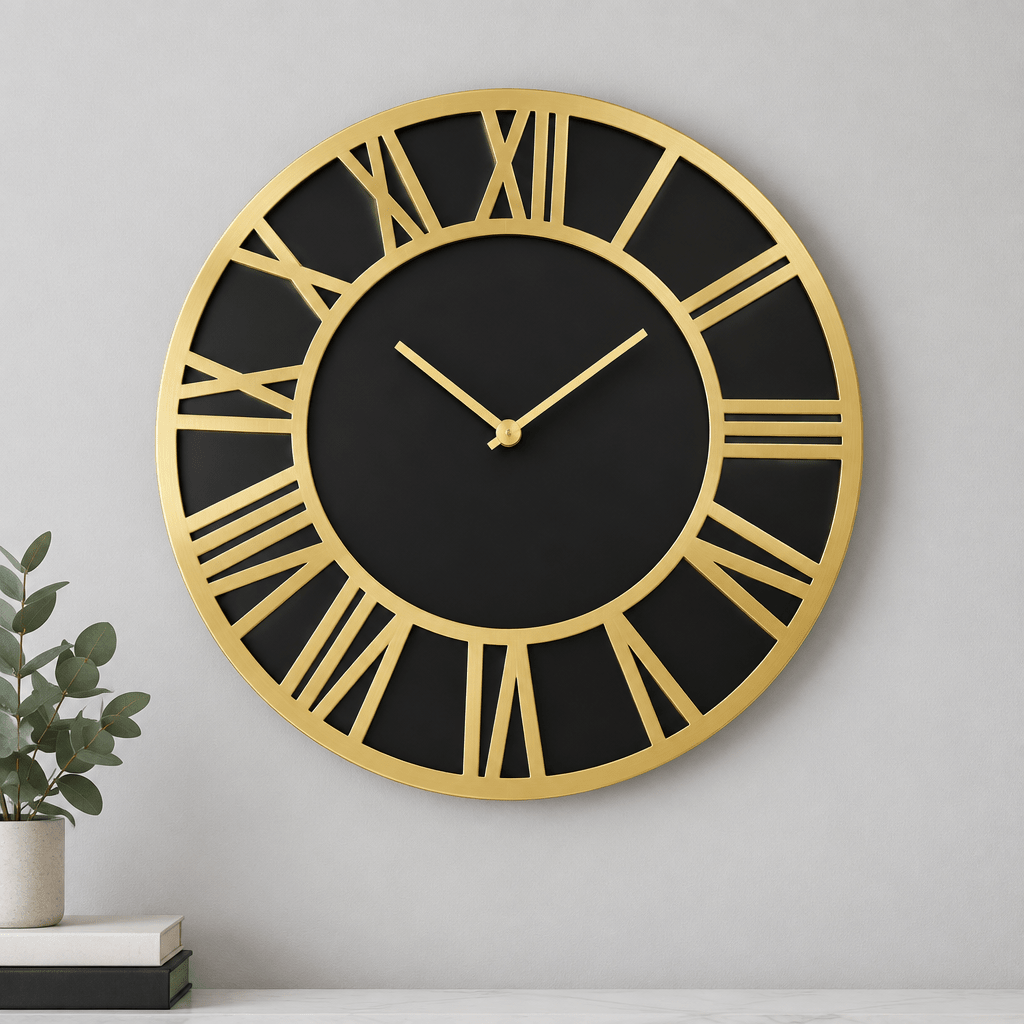 Almina - Vægur - 40 cm | Sort &amp; Guld | Romertal - Løven Home