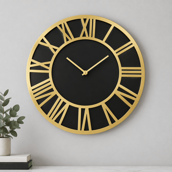 Almina - Vægur - 40 cm | Sort &amp; Guld | Romertal - Løven Home