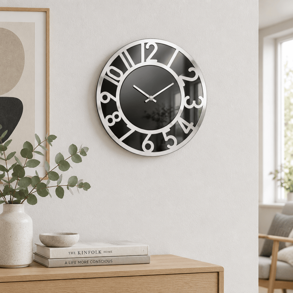 Almina - Vægur - 40 cm | Sort & Sølv - Løven Home
