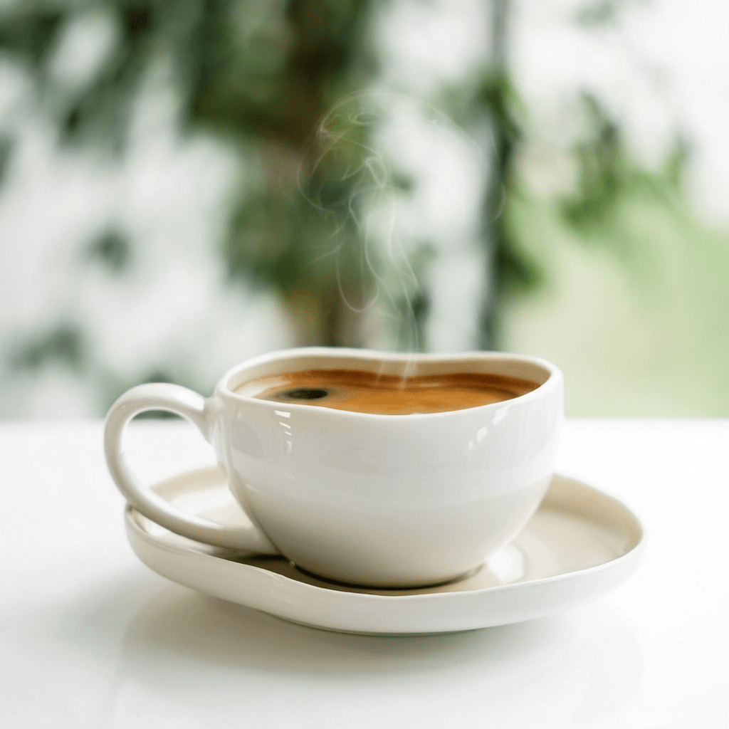 Almina Wave Cream porcelæn kaffekopsæt m/underkopper (12 dele) - 215 ml - Hvid/beige - Løven Home