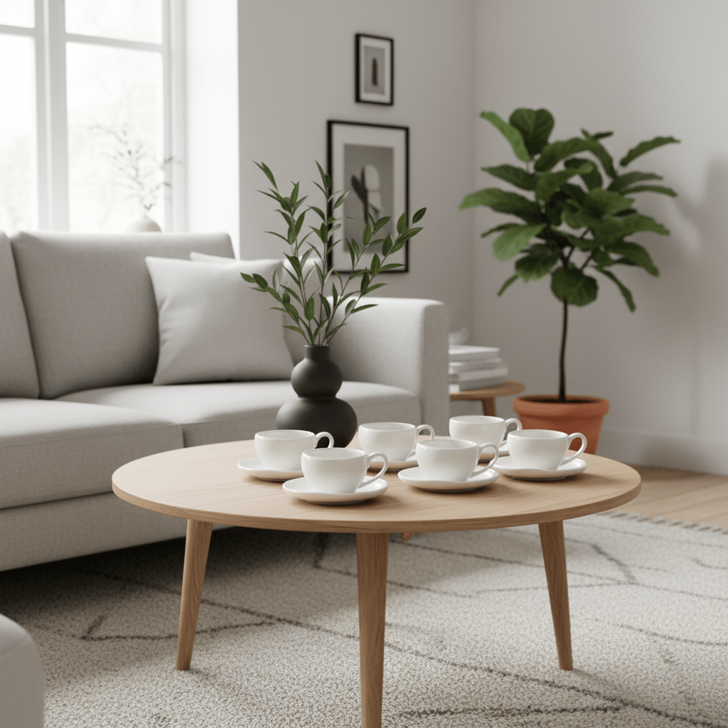 Almina Wave Espressokoppesæt – 12 dele – Hvid - 120 ml - Løven Home