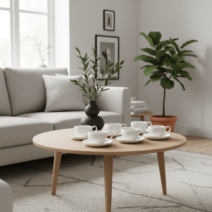 Almina Wave Espressokoppesæt – 12 dele – Hvid - 120 ml - Løven Home