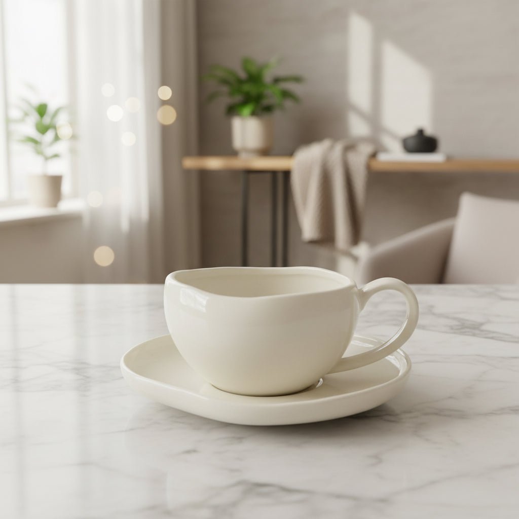 Almina Wave Espressokoppesæt – 12 dele – Hvid - 120 ml - Løven Home
