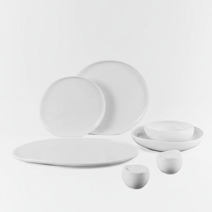 Almina Wave Porcelæn Spisestel – 27 dele - 6 Personer - Hvid - Løven Home