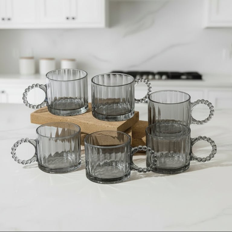 Almina Yujing Boble Glaskrussæt 6 stk. 330 ml. - Grå - Løven Home