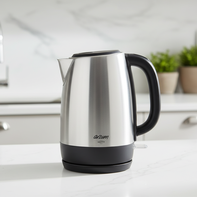 Arzum Hotty Elkedel 2200W – Rustfrit Stål 1,7 L – Sølv