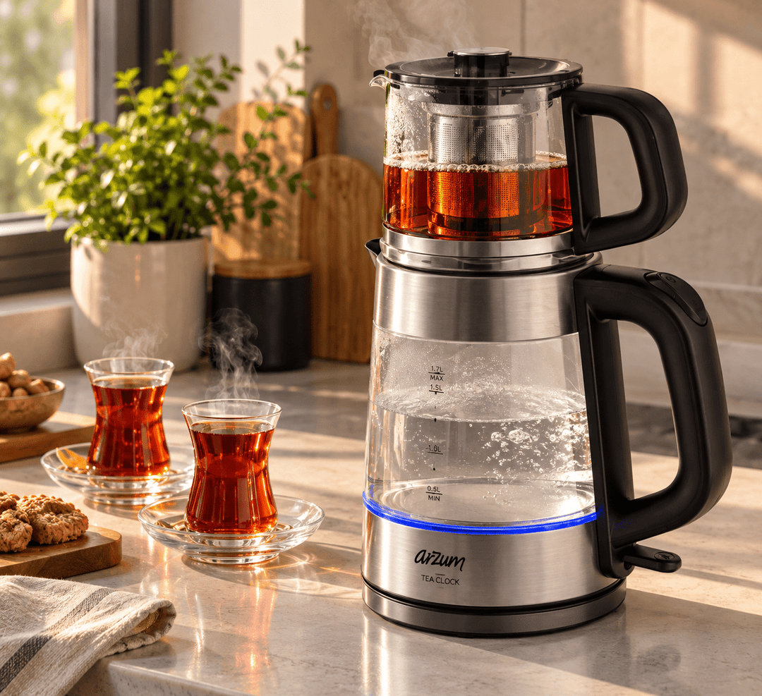 Arzum - Tea Clock Elektrisk Tekande – Glas - Løven Home