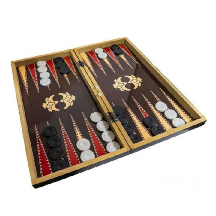 Backgammon og Dam Brætspil i Lakeret Træ 48x48 cm - Kaplama Tavla - Løven Home